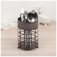 Сушилка для столовых приборов Доляна "Плетенка", 11*11*20 см, коричневая