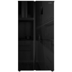 Холодильник Side by Side Hyundai CS5005FV черное стекло