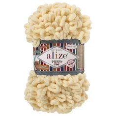 Пряжа ALIZE "Puffy fine", 100% микрополиэстер, 14,5 м*100 г, 160 светло-желтая