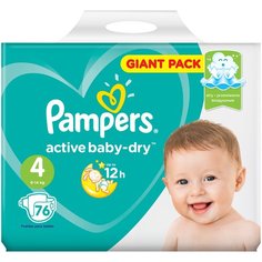 Pampers подгузники Active Baby-Dry 4 (9-14 кг), 76 шт.