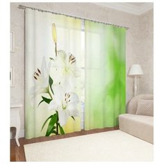 Фотошторы Бутон белых лилий 145х260см-2шт, габардин, пэ 100% Сирень