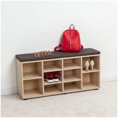 Обувница банкетка тумба для обуви Дуб сонома / Шоколад 1042х500х295 Letta