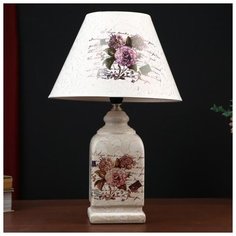 Лампа настольная Risalux керамика, "Букет с пионами" прямоугольная, Е14, 220 В, 42*25*25 см
