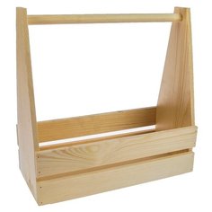 Кашпо деревянное Дарим Красиво 30*14*30 см, "Таежный", двухреечное, с ручкой, натуральный