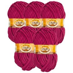 Пряжа Adelia Dolly однотонная, 100 % полиэстер, 100 г, 40 м, 5 шт., №24 бордовый