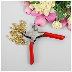 Щипцы для установки блочек Арт Узор с блочками, 100 шт, d (внешних) 0,7 см, d (внутренних) 0,4 см, 14*8 см (1215439)