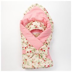 Конверт на выписку Моему малышу "Райский сад", цветы на розовом, 3 предмета, поплин, поликоттон