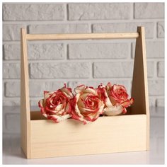 Кашпо деревянное Дарим Красиво 30*14*30 см, "Таежный", с ручкой, натуральный