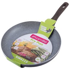 Сковорода 30 см Kamille KM-4115 из алюминия с антипригарным покрытием серый мрамор