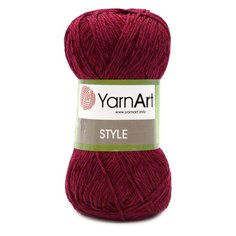 Пряжа YarnArt Style 50гр 185м (67% хлопок, 33% вискоза) (676 бордо) 5 шт