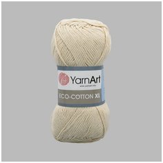 Пряжа YarnArt Eco Сotton XL 200г 220м (85% хлопок, 15% полиэстер) (762 кремовый), 5 мотков