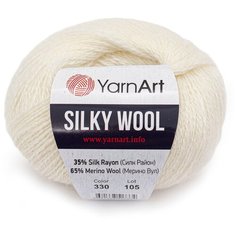 Пряжа YarnArt Silky Wool 25гр 190м (35% шелковая вискоза, 65% шерсть мериноса) (330 молочный) 10 шт