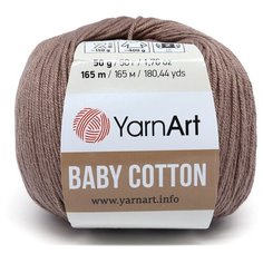 Пряжа YarnArt Baby Cotton 50гр 165м (50% хлопок, 50% акрил) (407 светло-коричневый), 10 мотков