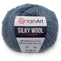 Пряжа YarnArt Silky Wool 25гр 190м (35% шелковая вискоза, 65% шерсть мериноса) (331 джинсовый), 10 мотков