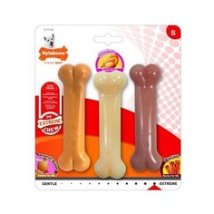 Nylabone Набор из 3 косточек экстра-жестких (арахисовая паста/курица/бекон), S (Extreme Chew Value Pack (1 Extreme Chew Peanut Butter / 1 Extreme Chew Chicken/ 1 Extreme Chew Bacon)) 983918EU, 0,179 кг (2 шт)