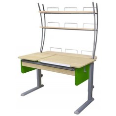 Стол детский Астек-Элара Твин-2 с ящиком и надстройкой 115x85 см береза/зеленый/серый