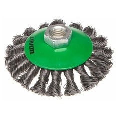 Щетка дисковая косич.100мм/M14 волат (для УШМ шлифмашины болгарки М14 тарелка торцевая крацовка) (81060-100)