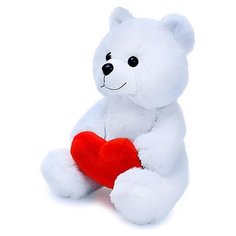 Мягкая игрушка Rabbit Медведь Вельвет, с валентинкой, 30 см, белый