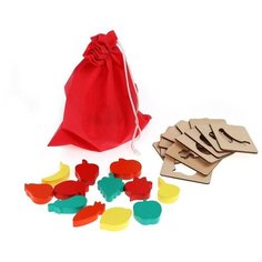 Сортер «Овощи- фрукты» 12 рамок, 12 фигурок, мешочек, 22.5 × 13.5 × 4 см Alatoys