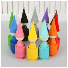 Сортер «Гномики большие в колпачках в стаканчиках», 12 шт. Ulanik