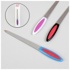 Пилка металлическая для ногтей, прорезиненная ручка, 17 см, цвет микс (1 шт Queen Fair