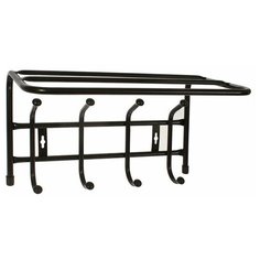 Вешалка настенная с полкой на 4 крючка, 40×24×27 см, цвет чёрный Nika