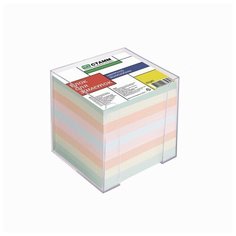 Блок бумаги для записей, 9 x 9 x 9 см, в прозрачном боксе, цветной пастельная палитра Стамм