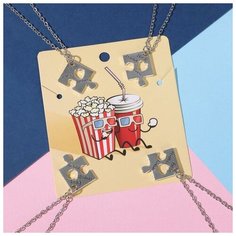 Кулоны "Неразлучники" пазлы квадрат, цвет чёрный в серебре, 45 см Tell Your Story