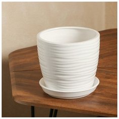 Горшок для цветов "Грация", волна, глянец, белый, керамика, 2.2 л Oriana