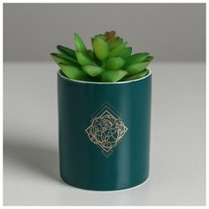 Керамическое кашпо с тиснением «Роза», 8 х 9,5 см Дарите счастье