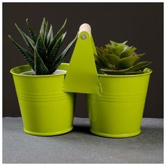 Кашпо двойное с ручкой 15,5*7,5*11см микс Take It Easy