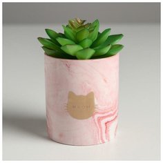 Керамическое кашпо с тиснением «Мяу», 8 х 9,5 см Дарите счастье