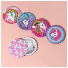 Зеркало «Единорог», d 7,5 см, рисунок микс Queen Fair