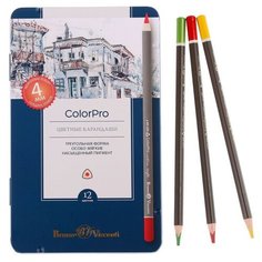 Карандаши 12 цветов Colorpro в металлической коробке с ложементом Bruno Visconti