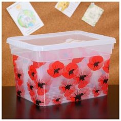 Контейнер для хранения с крышкой «Deco. Маки», 5 л, 24,6×19,6×15,4 см, цвет прозрачный Fun Box