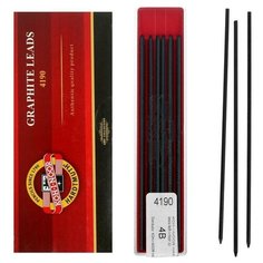 Грифели для цанговых карандашей 2.0 мм, Koh- I- Noor, 4190 4В, 12 штук, в футляре
