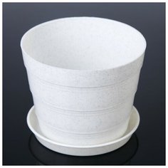 Кашпо с поддоном «Классик», 600 мл, цвет белый мрамор ПластоС