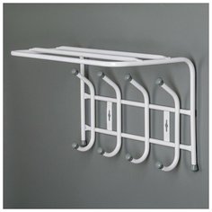Вешалка настенная с полкой на 4 крючка, 40×23,8×26,8 см, цвет белый Nika