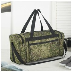 Сумка дорожная, отдел на молнии, 3 наружных кармана, длинный ремень, цвет зелёный Amen.