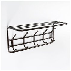 Вешалка настенная с полкой на 5 крючков, 60×22×26,5 см, цвет медный антик ЗМИ