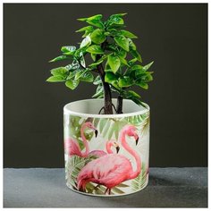 Кашпо керамическое "Фламинго" микс 12*10см Take It Easy