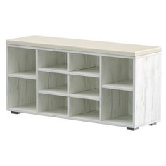 Тумба для обуви Лайт, 1040х303х520, Дуб крафт белый/Белый Mobi