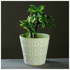 Кашпо керамическое "Узоры зеленые", конус, микс 13*12см Take It Easy