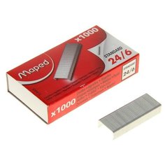 Скобы для степлера №24/6 Maped Standard никелированные, 1000 штук