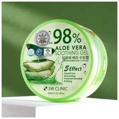 Универсальный увлажняющий гель с алоэ вера 3W CLINIC 98% Aloe Vera Soothing Gel, 300 мл