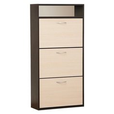 Обувница Приветливая-1, 600х222х1232 Венге темный/венге светлый Клик Мебель