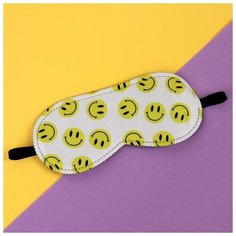 Маска для сна «SMILE», 19,8 × 8,5 см, резинка одинарная, цвет белый/жёлтый Onlitop