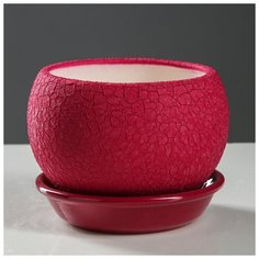 Горшок для цветов "Шар", шёлк, бордовый, керамика, 0.4 л Oriana