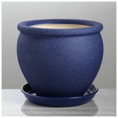 Горшок для цветов "Вьетнам", шёлк, синий, керамика, 5 л Oriana