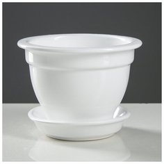 Горшок для цветов "Бета" фиалочница, белый, глянец, керамика, 0.5 л Oriana